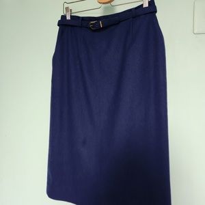 Navy Vintage Wool Pencil Skirt